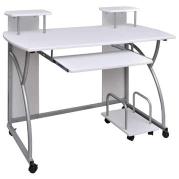 vidaXL Computerbureau 110x52x88,5 cm bewerkt hout wit, Huis en Inrichting, Verzenden, Nieuw