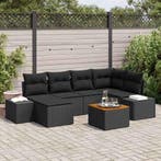 vidaXL Tuin Sofa Set 7 pcs Zwart, Verzenden, Nieuw, Rotan