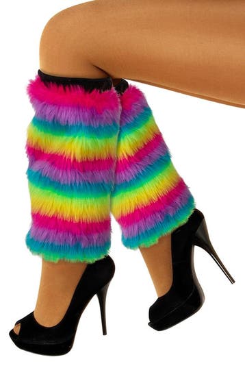Regenboog Beenwarmers Bont Felle Kleuren Pride Nepbont Faux, Ophalen of Verzenden, Nieuw, Carnaval