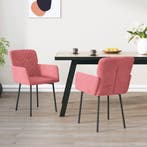 vidaXL Eetkamerstoelen 2 st fluweel roze, Huis en Inrichting, Stoelen, Verzenden, Nieuw