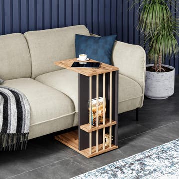 [en.casa] Bijzettafel Siikainen laptoptafel op wielen 44x29x, Huis en Inrichting, Tafels | Bijzettafels, Verzenden, Nieuw