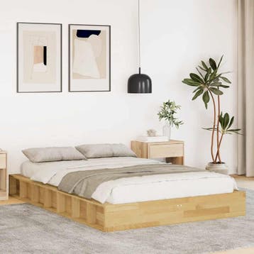 vidaXL Bedframe zonder matras 120x190 cm massief hout eiken, Huis en Inrichting, Slaapkamer | Bedden, Bruin, Verzenden, Nieuw