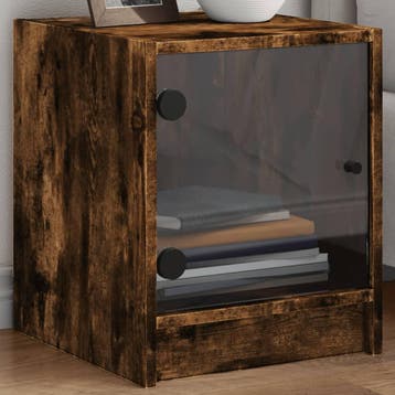 vidaXL Nachtkastjes met glazen deuren 2 st 35x37x42 cm, Minder dan 45 cm, Verzenden, Nieuw, Minder dan 55 cm
