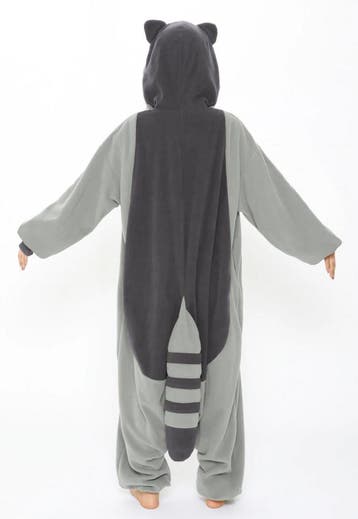 KIMU® Onesie Grijze Wasbeer Pak XL-XXL Wasbeerpak Kostuum Gr, Carnaval, Ophalen of Verzenden, Kleding, Maat 56/58 (XL)