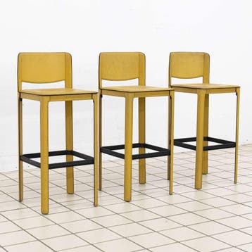 3 leren barkrukken Tito Agnoli voor Matteo Grassi, Ophalen, Gebruikt, Leer