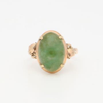 Ring - 14 karaat Geel goud - Nefriet, Nieuw