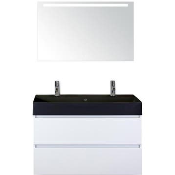 Maxx XL Badmeubelset 100 cm - Wit Hoogglans - Wastafel Kube, Ophalen of Verzenden, Nieuw