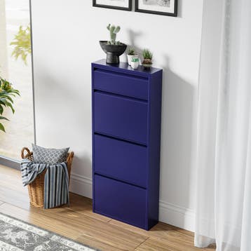 Schoenenkast Sokndal 4 kleppen middernachtblauw 118x50x15 cm, Verzenden, Nieuw