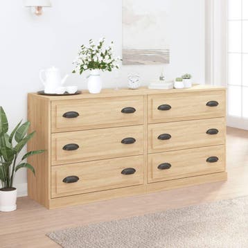 vidaXL Dressoirs 2 st bewerkt hout sonoma eikenkleurig, Verzenden, Nieuw, Overige houtsoorten