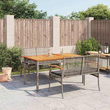 vidaXL 3-delige Tuinset met kussens poly rattan grijs, Verzenden, Nieuw, 4 zitplaatsen, Tuinset
