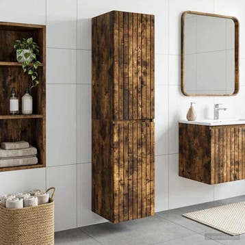 vidaXL Wand Gemonteerde Badkamerkast Gerookt eiken 33 x 34,5, Verzenden, Nieuw