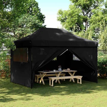 vidaXL Partytent inklapbaar pop-up met 4 zijwanden zwart, Verzenden, Nieuw, Partytent