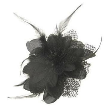 Zwarte roos corsage met veren - Haarbloemen, Ophalen of Verzenden, Nieuw