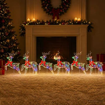 vidaXL Kerst Rendier 6 st 80 LEDs Meerkleurig 43 x 19 x 65, Diversen, Verzenden, Nieuw