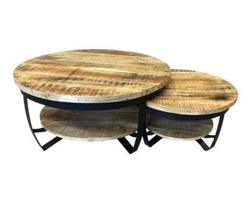 Ronde salontafel SET Paras Klein + Groot | zwart, Ophalen of Verzenden, Nieuw
