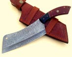 Handmade Handcrafted Damascus Chef Cleaver with Leather