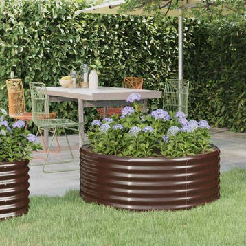 vidaXL Plantenbak 100x100x36 cm gegalvaniseerd staal bruin, 100 cm of meer, Verzenden, Nieuw, Metaal