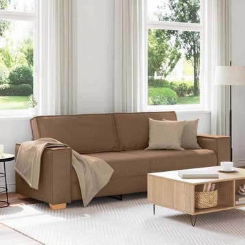3-Zitsbank Bruin 220cm | Retourdeal 55% Korting, Huis en Inrichting, Gebruikt, Driepersoons, 75 tot 100 cm, Ophalen of Verzenden