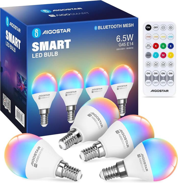 E14 LED lamp - Dimbaar - Smart lamp - 6,5W - 4 stuks - Aigos, Huis en Inrichting, Lampen | Losse lampen, Zo goed als nieuw, Verzenden