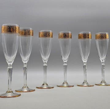 C.R.E. Art Italia - Drinkservies (6) - 24 kt goud - Flute in
