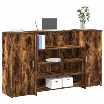 vidaXL Receptiebalie 180x50x103,5 cm bewerkt hout gerookt, Huis en Inrichting, Bureaus, Verzenden, Nieuw