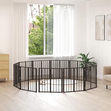 vidaXL Hondenhek 12 pcs Zwart 60 x 60 cm Gegalvaniseerd, Dieren en Toebehoren, Verzenden, Nieuw