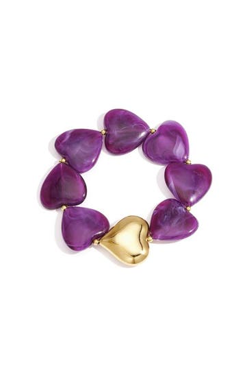 Goudlief Acryl kralen armbanden hart retro dagelijkse kla..., Verzenden, Nieuw, Paars, Overige materialen