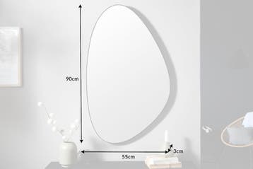 Moderne wandspiegel NOEMI 90cm zwart asymmetrisch design -, Huis en Inrichting, Woonaccessoires | Spiegels, Ophalen of Verzenden