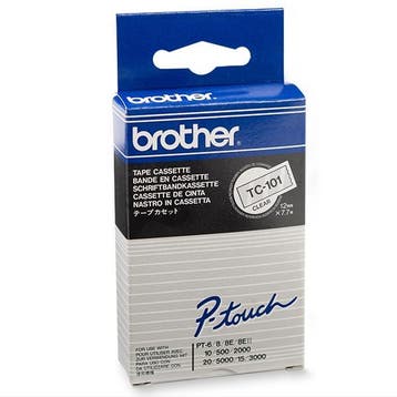 Brother TC-101 extreme tape zwart op transparant 12 mm, Computers en Software, Printerbenodigdheden, Verzenden, Nieuw, Printertape