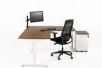 Hoekbureau ronde zit TUBE wit-cognac walnoten 200x160, Ophalen of Verzenden, Nieuw in verpakking