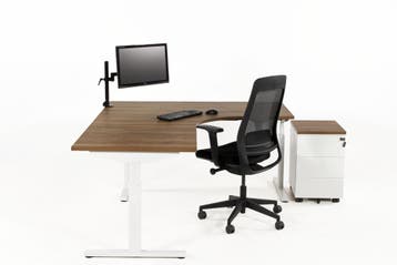 Hoekbureau ronde zit TUBE wit-cognac walnoten 200x160, Ophalen of Verzenden, Nieuw in verpakking