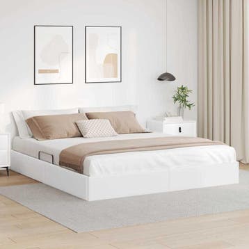 vidaXL Opslag bed Wit 193 x 203 cm Kunstleer, Huis en Inrichting, Verzenden, Nieuw, Wit, Overige materialen