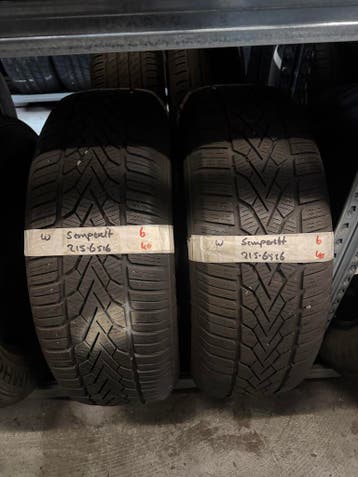 215-65-16 Semperit Winterbanden 6mm Incl Montage 215 65 16, Auto-onderdelen, Ophalen, 16 inch, Winterbanden, Band(en)