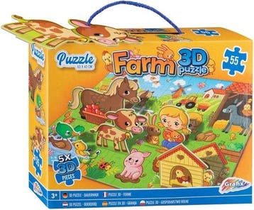 Boerderij 3D Vloerpuzzel - 55 stukjes + 5 3D stukjes, Verzenden, Nieuw