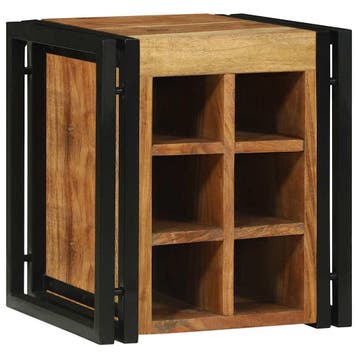 vidaXL Wijnrek Bruin en zwart 35 x 35 x 39 cm Massief, Verzenden, Nieuw
