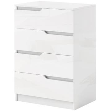 TRUUSK Ladekast Bijzettafel - 4 Laden - Hoogglans Wit - 60 x, Verzenden, Nieuw
