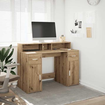 vidaXL Bureau met LED-verlichting 120x55x91 cm hout, Huis en Inrichting, Bureaus, Verzenden, Nieuw