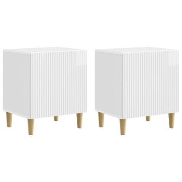 vidaXL Nachtkastje 2 pcs Hoogglans Wit 43 x 34,5 x 50 cm, Huis en Inrichting, Slaapkamer | Nachtkastjes, Minder dan 45 cm, Verzenden