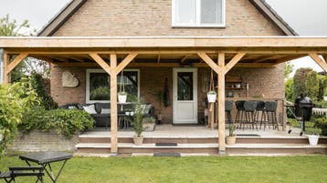 ACTIE - Plat dak veranda 900x300 houtpakket 1959,-, Ophalen of Verzenden, Nieuw, Veranda