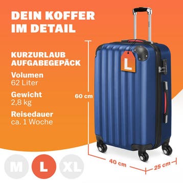 Reiskoffer Blauw Kunststof 40x25x60cm Hardcase 62 L, Sieraden, Tassen en Uiterlijk, Verzenden, Nieuw