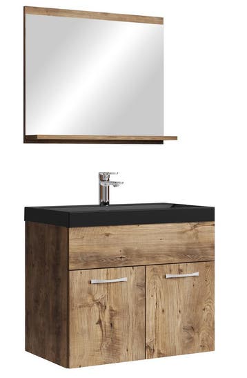 Badkamermeubel Montreal Set 02 60 x 35 cm Bruin Eiken, Verzenden, Nieuw, Wastafelkast