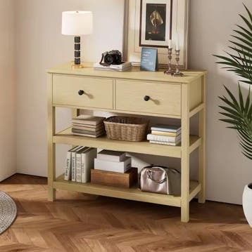 Nieuwe Houten Consoletafel – 2 Lades en Planken, 85x35x77cm, Verzenden