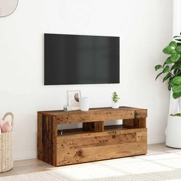 vidaXL Tv-meubel met LED 90x35x40 cm bewerkt hout oud hout, Minder dan 50 cm, Verzenden, Nieuw, Minder dan 100 cm