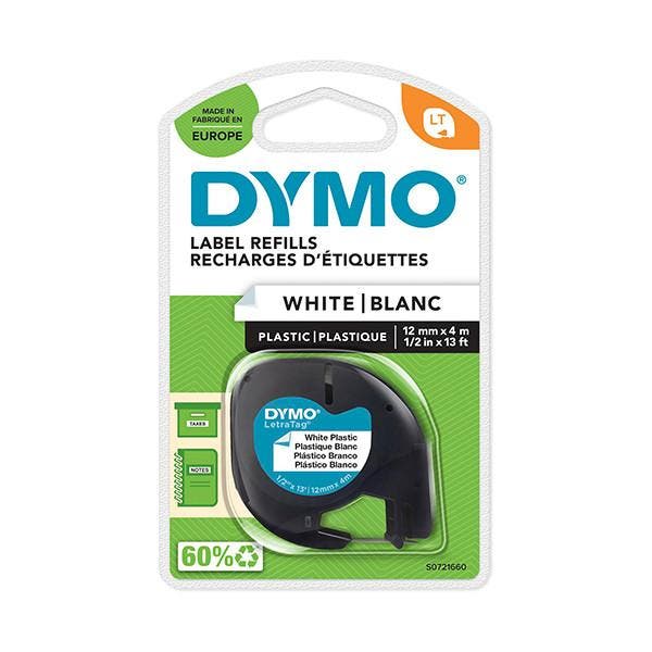 Dymo S0721660 / 91221 plastic tape wit 12 mm (origineel), Computers en Software, Printerbenodigdheden, Printertape, Nieuw, Verzenden