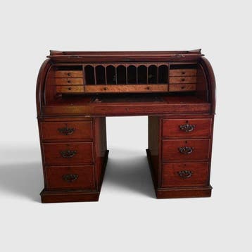 Schrijftafel - Esdoorn - Cilinderbureau 19e eeuw