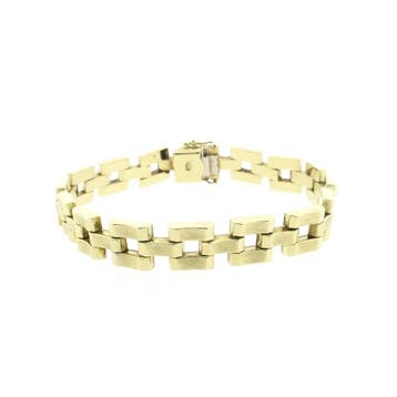 Gouden bismarck schakelarmband, Sieraden, Tassen en Uiterlijk, Armbanden, Ophalen of Verzenden, Gebruikt, Goud, Goud