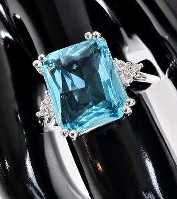 Regency 925 sterling zilver aquamarijn kristalring - Ring, Nieuw