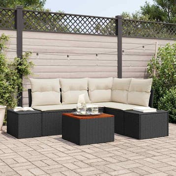vidaXL Tuinbankenset 5 st Zwart poly rattan, Verzenden, Nieuw, 5 zitplaatsen