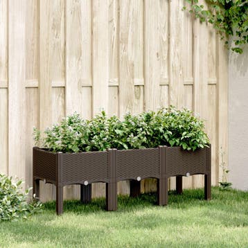 vidaXL Plantenbak met poten 120x40x42 cm polypropeen bruin, Tuin en Terras, Verzenden, Nieuw, Minder dan 60 cm, 30 tot 60 cm