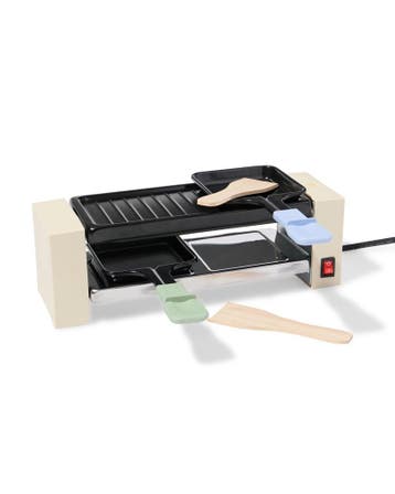 HEMA Gourmetset 23x10cm 2 personen PFAS-vrij beige, Verzenden, Nieuw in verpakking